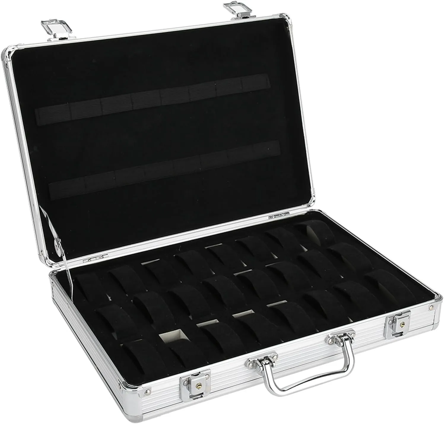 Slots for Efficient Organization Enhanced Security 24 Grids Watch Box Organizer Premium Aluminum Alloy indefinite mammal Material with 24 