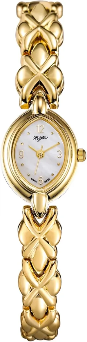 Small Bracelet Luxury Timepiece MASTOP Dainty Oval Gold Watch for Women ?C Vintage Thin Ladies Watch with Arabic spot Dial, 