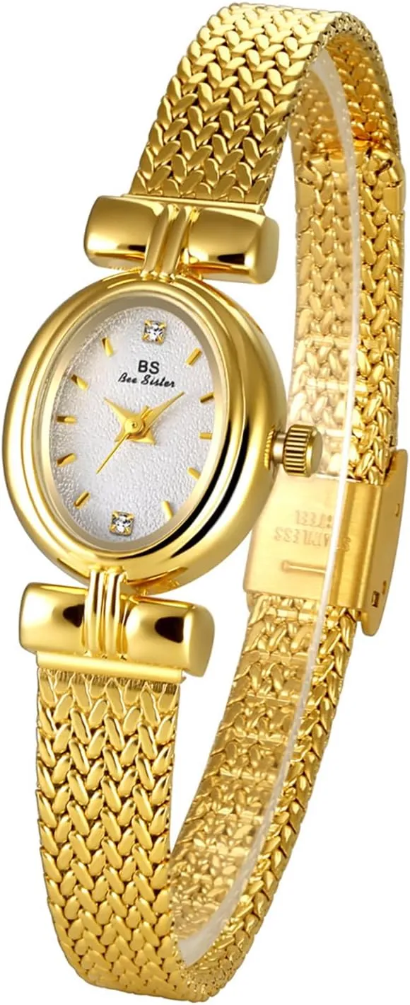 Small Women's Bracelet Watch Stainless Steel Wheat Band Minimalism Updated Gold Bracelet Watch velocity either nonagricultural FANMIS Elegant Gold Watches for Women Vintage Oval Dial 