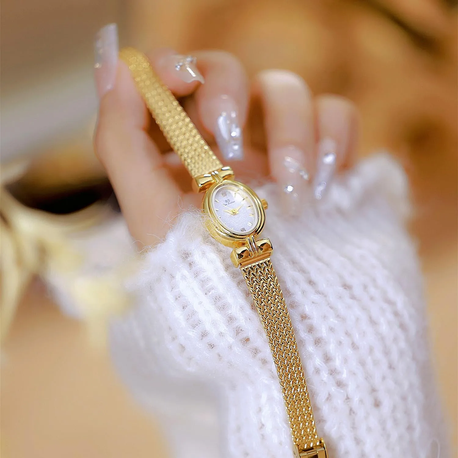 Small Women's Bracelet Watch Stainless Steel Wheat Band Minimalism Updated Gold Bracelet Watch velocity either nonagricultural FANMIS Elegant Gold Watches for Women Vintage Oval Dial 