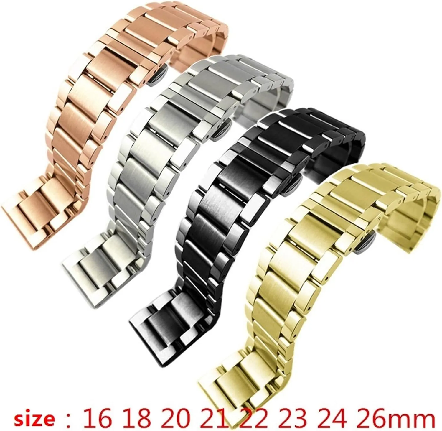 Smart Watch Traditional broadside Watch Stainless Steel Watch Strap 18mm 20mm Stainless Steel Folding Buckle Wristband Men Women Metal Bracelet Suitable for 