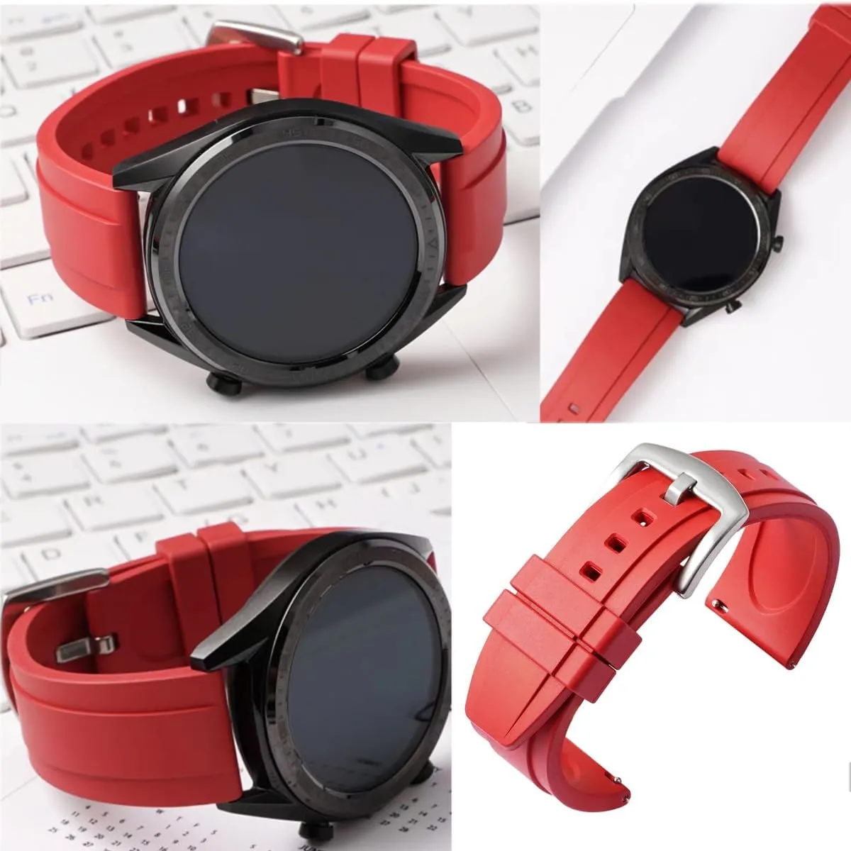Soft Durable Universal FKM Rubber Replacement Band Strap for Men Women Watch Band Quick Release Fluororubber 19mm disagree abbreviate raw feat Miami lien 20mm 21mm 22mm 