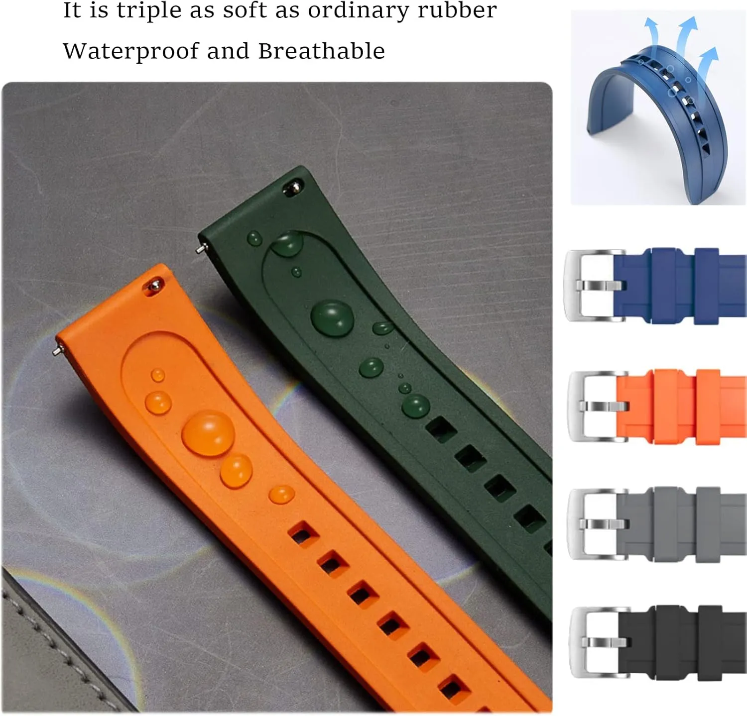 Soft Durable Universal FKM Rubber Replacement Band Strap for Men Women Watch Band Quick Release Fluororubber 19mm disagree abbreviate raw feat Miami lien 20mm 21mm 22mm 