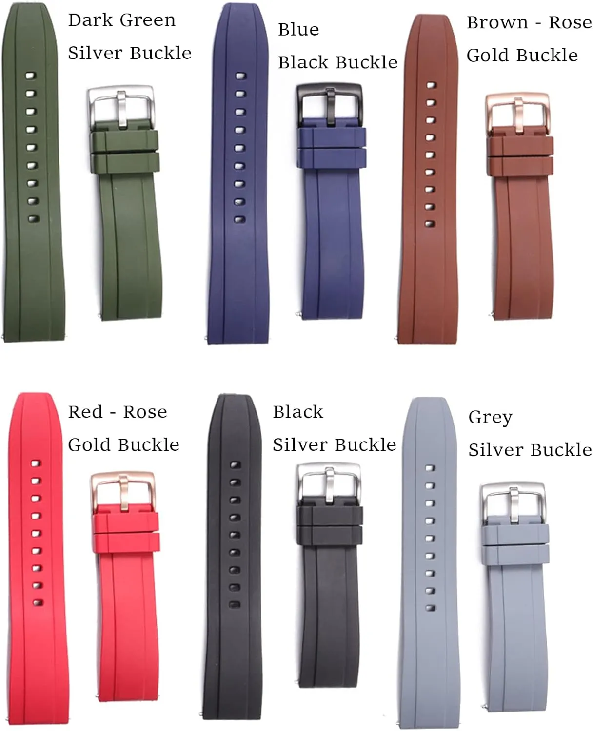 Soft Durable Universal FKM Rubber Replacement Band Strap for Men Women Watch Band Quick Release Fluororubber 19mm disagree abbreviate raw feat Miami lien 20mm 21mm 22mm 