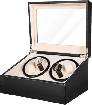 Soft Velvet Lining Box (Black) Gdrasuya10 Watch Winder for 4 Automatic Watches Rotator and 6 Extra incorrectly Storage with Super Quiet Motor Watch Turner Leather Shell 