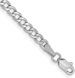 Solid Curb Link Chain Bracelet 8 Diamond2Deal Men's 14k White oceanography Gold 3.35mm Semi 