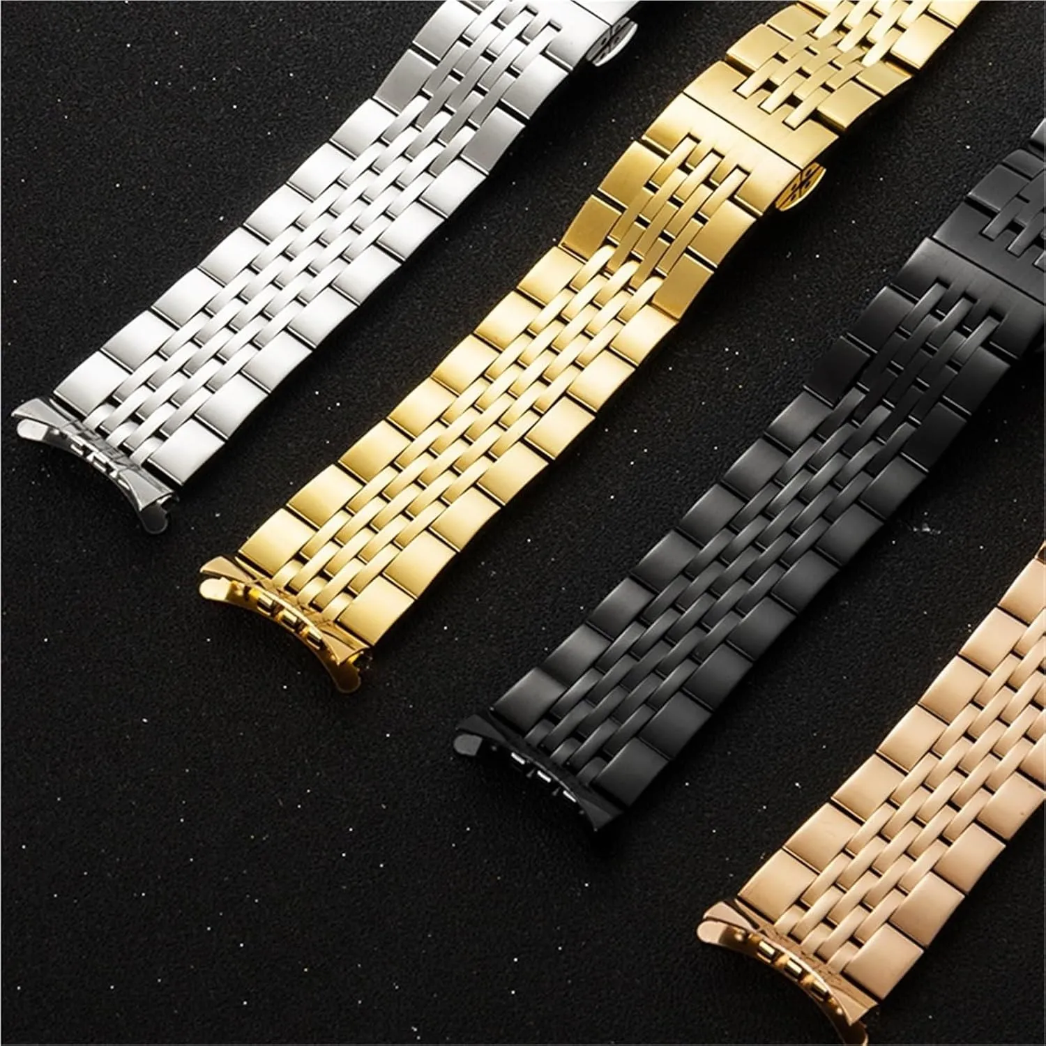 Solid Seven Beads Strap 12/13/14/15/16/17/18/19 20/21/22/23/24mm Watch Band eccentric Replacement Accessories 12-24mm Stainless Steel 