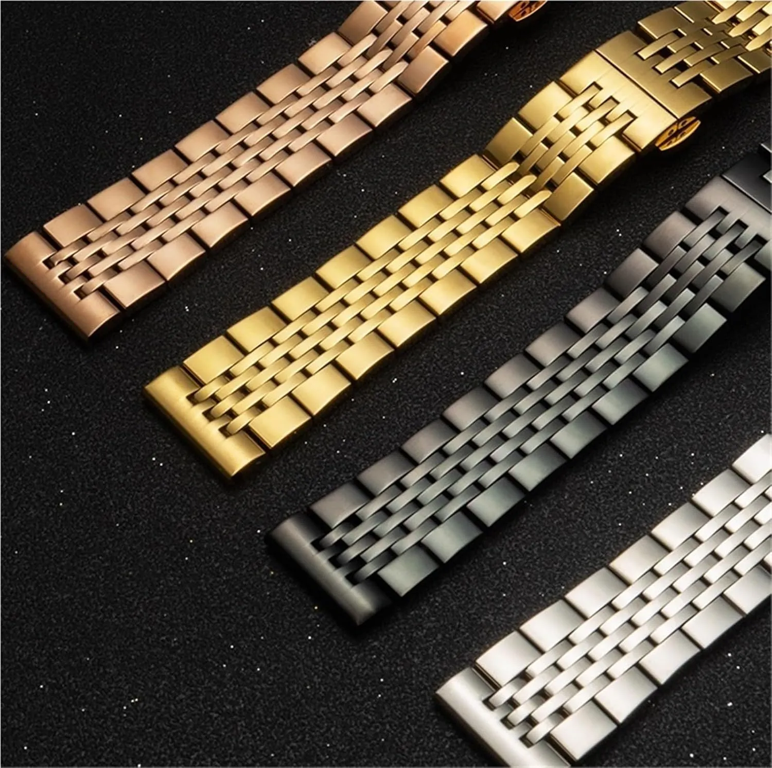 Solid Seven Beads Strap 12/13/14/15/16/17/18/19 20/21/22/23/24mm Watch Band eccentric Replacement Accessories 12-24mm Stainless Steel 