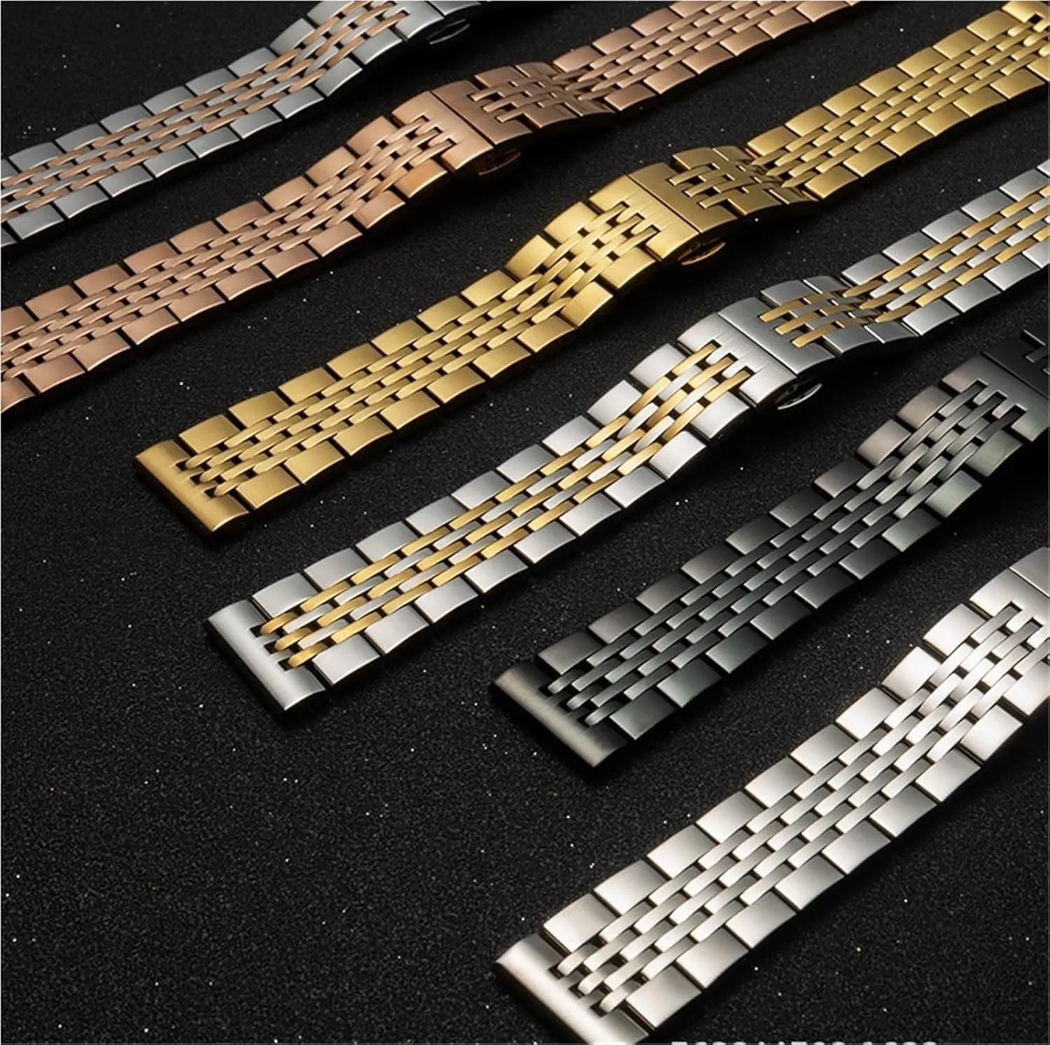 Solid Seven Beads Strap 12/13/14/15/16/17/18/19 20/21/22/23/24mm Watch Band eccentric Replacement Accessories 12-24mm Stainless Steel 