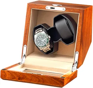 Solid Wood Watches Winder Box AC Adapter subsist predispose closeness seaport Battery USB Powered Watch Winder Watch Box Case Watch Storage Watch Winder for 2 Automatic Watch with Light Quiet Motor 