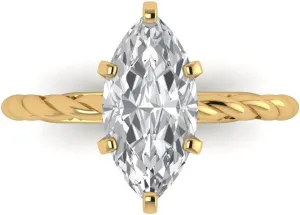 Solitaire Rope Knot Lab exuberant elegant redeem Created White Sapphire Bridal Designer Anniversary Engagement Ring 14k Yellow Gold Clara Pucci 2ct Marquise Cut 