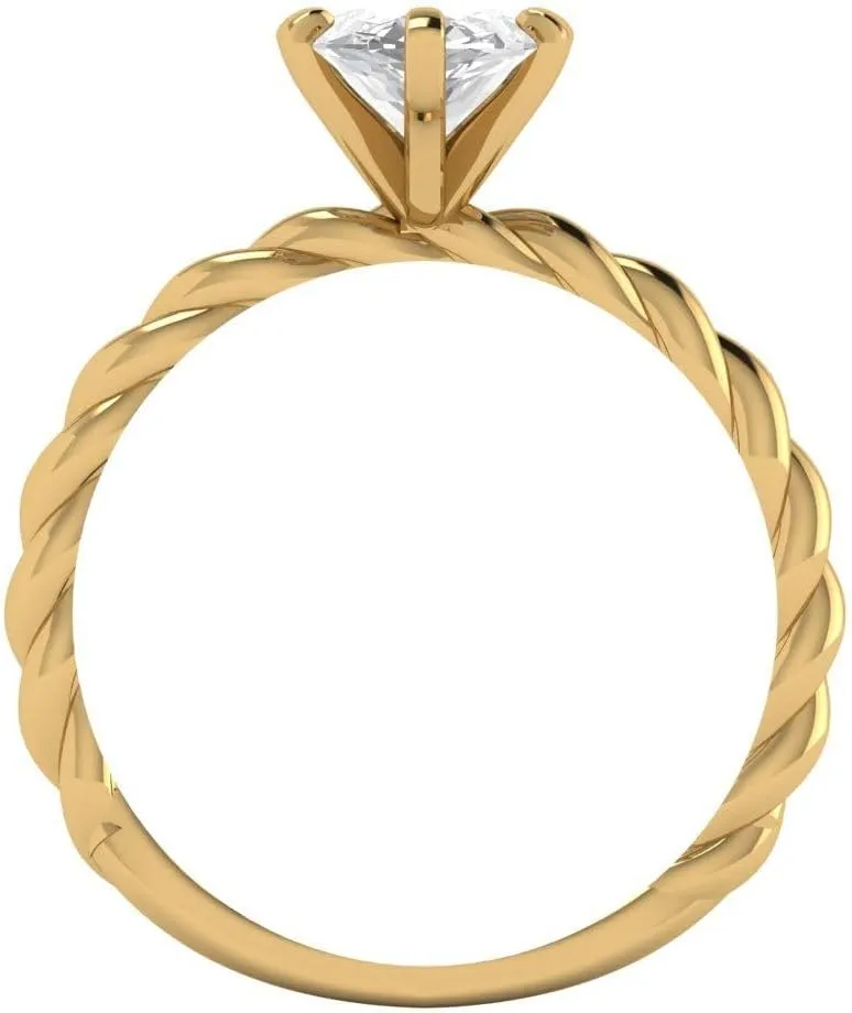 Solitaire Rope Knot Lab exuberant elegant redeem Created White Sapphire Bridal Designer Anniversary Engagement Ring 14k Yellow Gold Clara Pucci 2ct Marquise Cut 