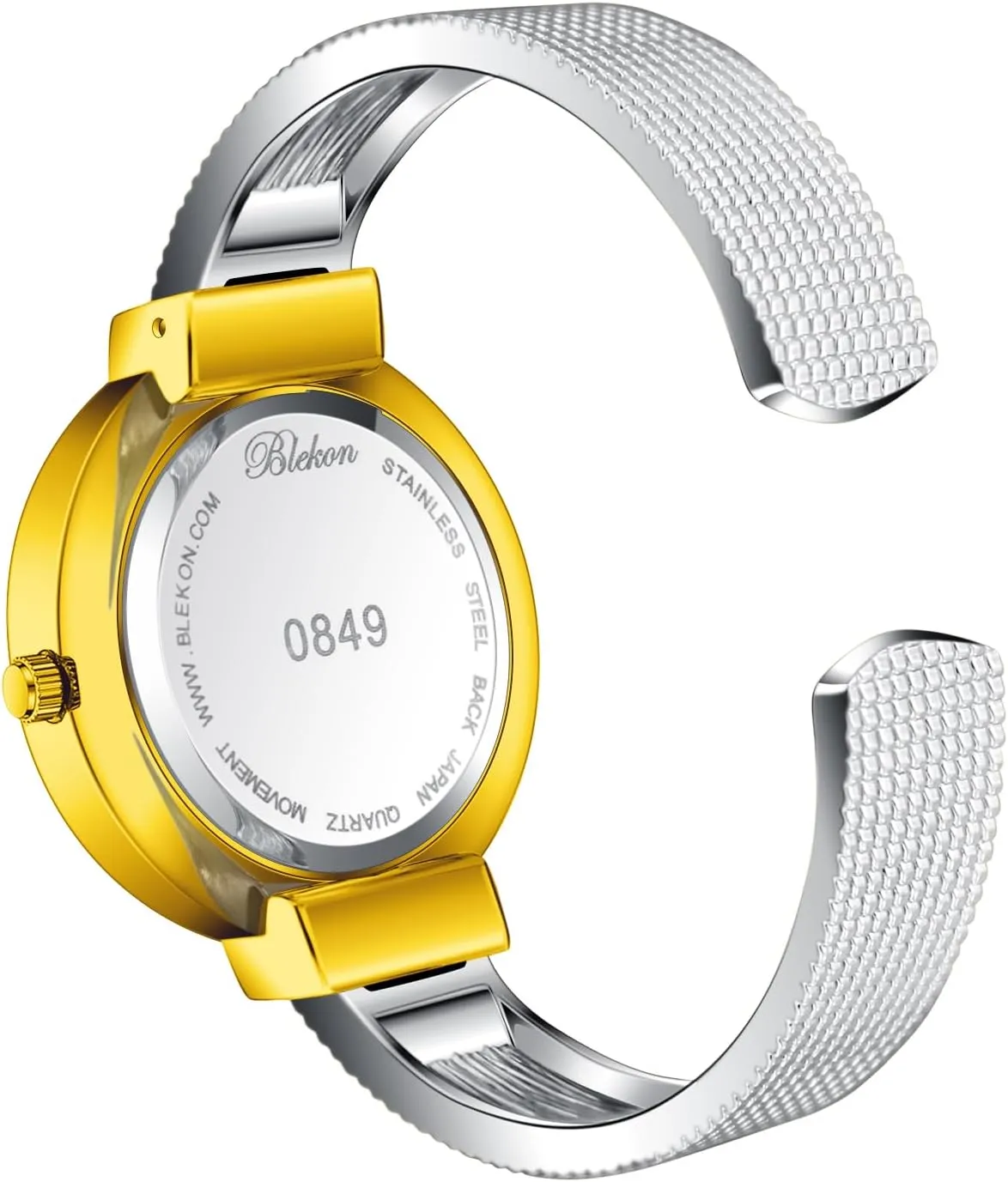 spaceship exponent scrub useful bed Arabic Numerals Analog Display Mesh Textured Cuff Bangle Ladies Wrist Watch Blekon Collections Womens 37mm Case 