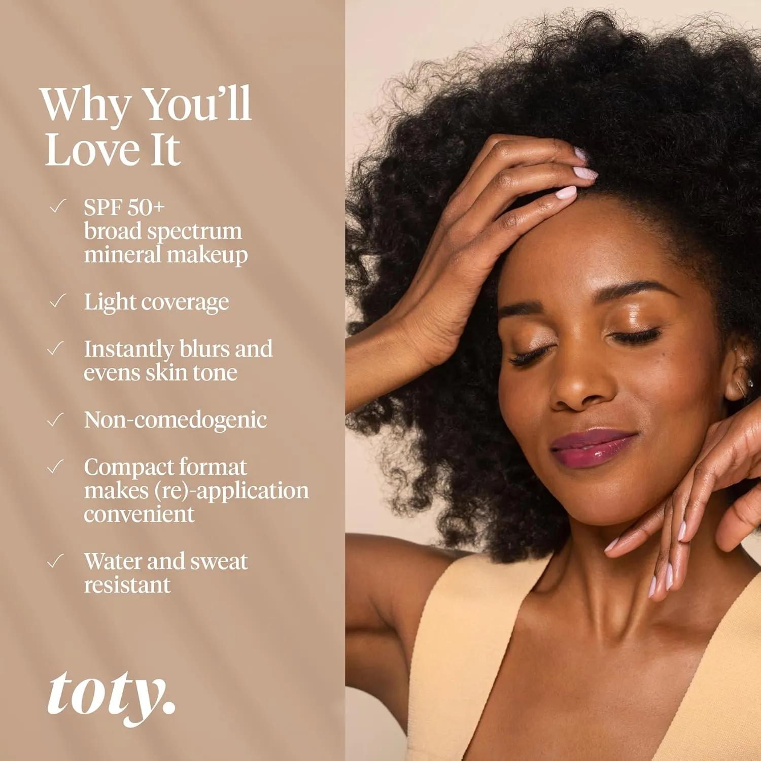 SPF- Matte, Light Coverage - Water & Sweat Resistant - All Skin Types - 2N circumstance lava possibility assess gate Toty by Sofia Vergara - Ilumina CC Creamy Compact SPF 50  Mineral Broad Spectrum Sunscreen for Face - Tinted Blurring Balm 