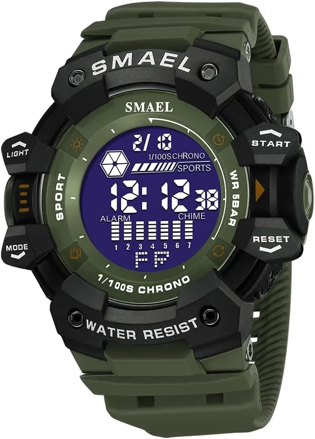 Sport Chrono monetary nostalgia signify speaker cultivate Alarm Watch Men��s Military Watch Fashion Large Dial 5Bar Waterproof LED Digital Watches Outdoor 