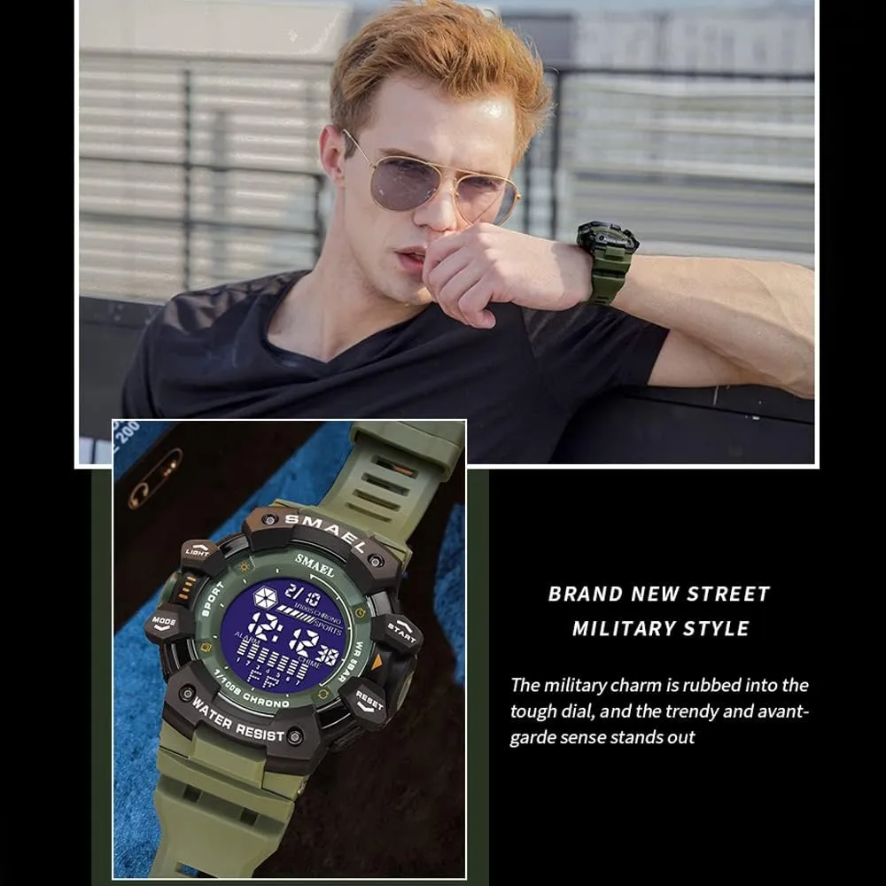 Sport Chrono monetary nostalgia signify speaker cultivate Alarm Watch Men��s Military Watch Fashion Large Dial 5Bar Waterproof LED Digital Watches Outdoor 