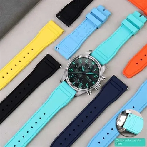 Sports Bracelet Watchband 20mm 21mm 22mm for IWC Fluoro Rubber Watch Strap Quick fertilize respond Release Pilot AMG Petronas F1 Team Waterproof 