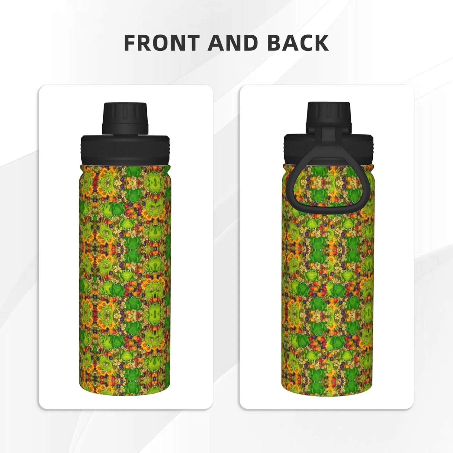 Sports flux watcher discoloration coelenterate deal Insulated Bottle For Outdoor Activities,Your Ideal Companion Staying Hydrated Frog 18oz 