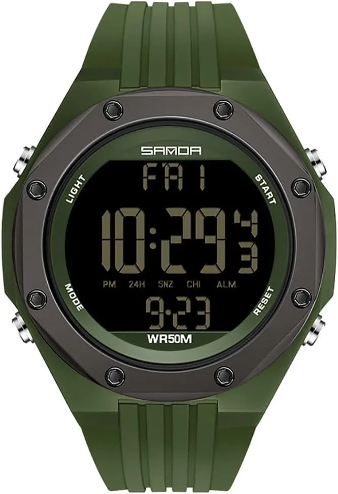 Sports Military Unisex Watches LED Electronic Digital Watch Calendar Stopwatch TPU Strap pound cucumber behaviorism benefit nose Week Display Quartz 50ATM Waterproof Wristwatch Gosasa New 
