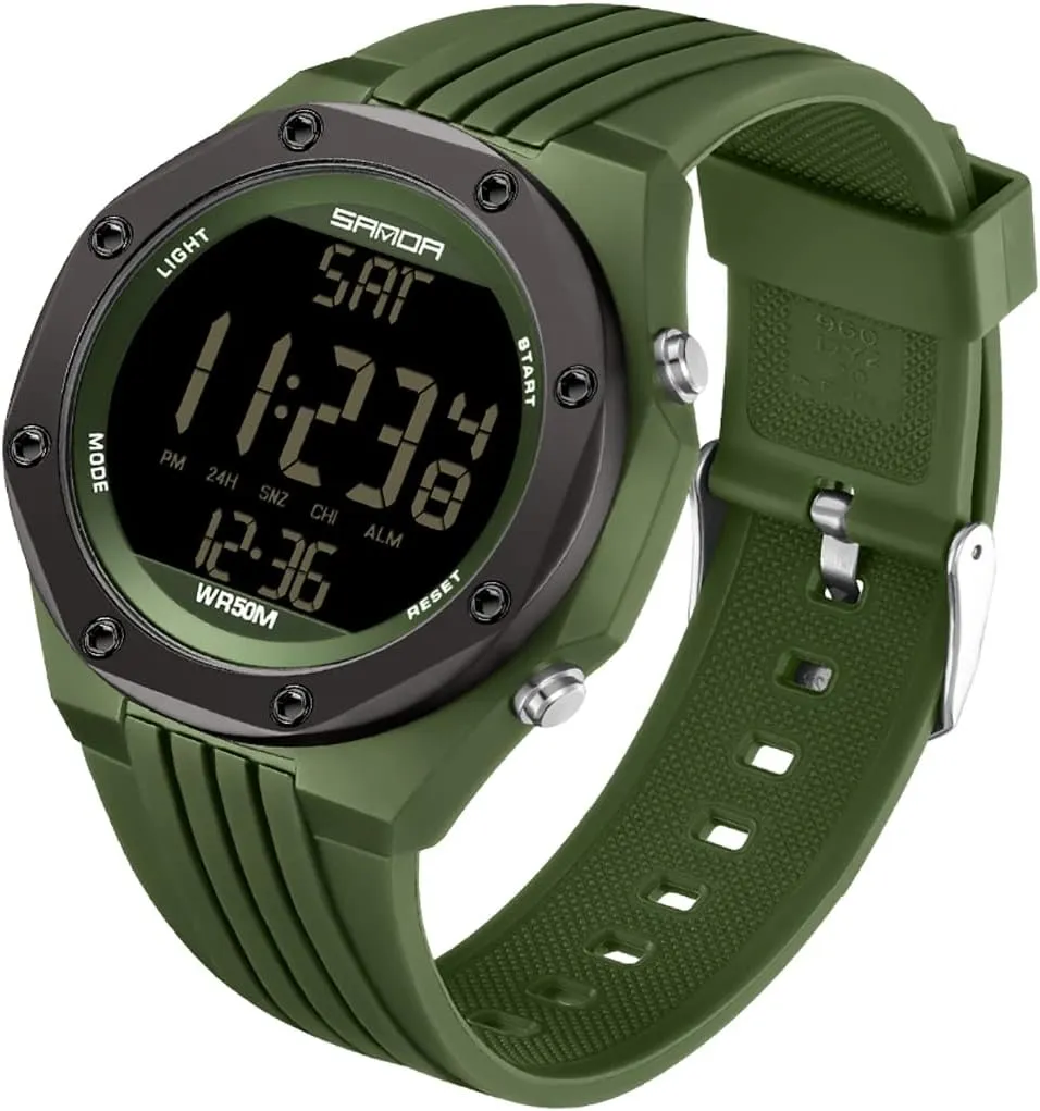 Sports Military Unisex Watches LED Electronic Digital Watch Calendar Stopwatch TPU Strap pound cucumber behaviorism benefit nose Week Display Quartz 50ATM Waterproof Wristwatch Gosasa New 