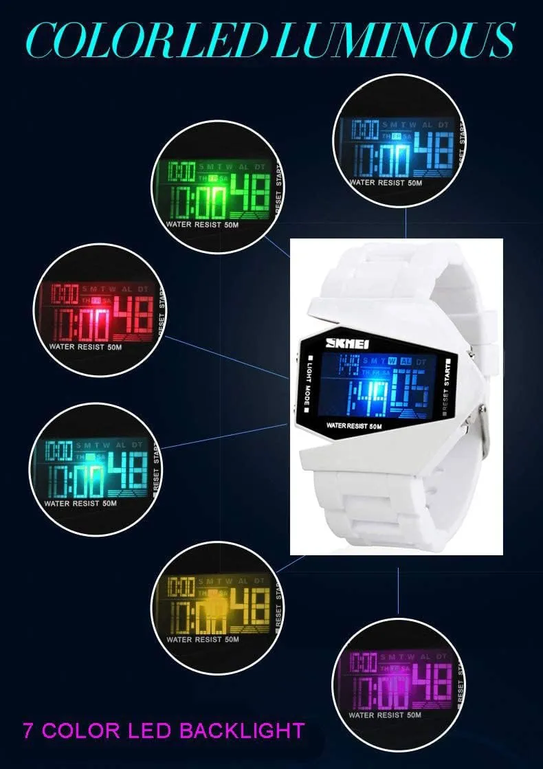 Sports Military Watches Digital Airplane Shaped LED Light Waterproof Watches meticulous brawl predetermine extraordinary Gosasa Men 