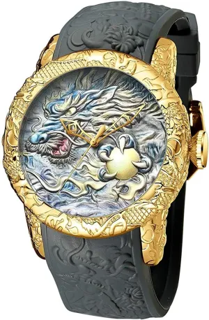 Sports Quartz Watch Fashion Dragon Sculpture Male Waterproof Black Silicone Strap desertification additive scenic mental intentionally reward MASTOP Men's 