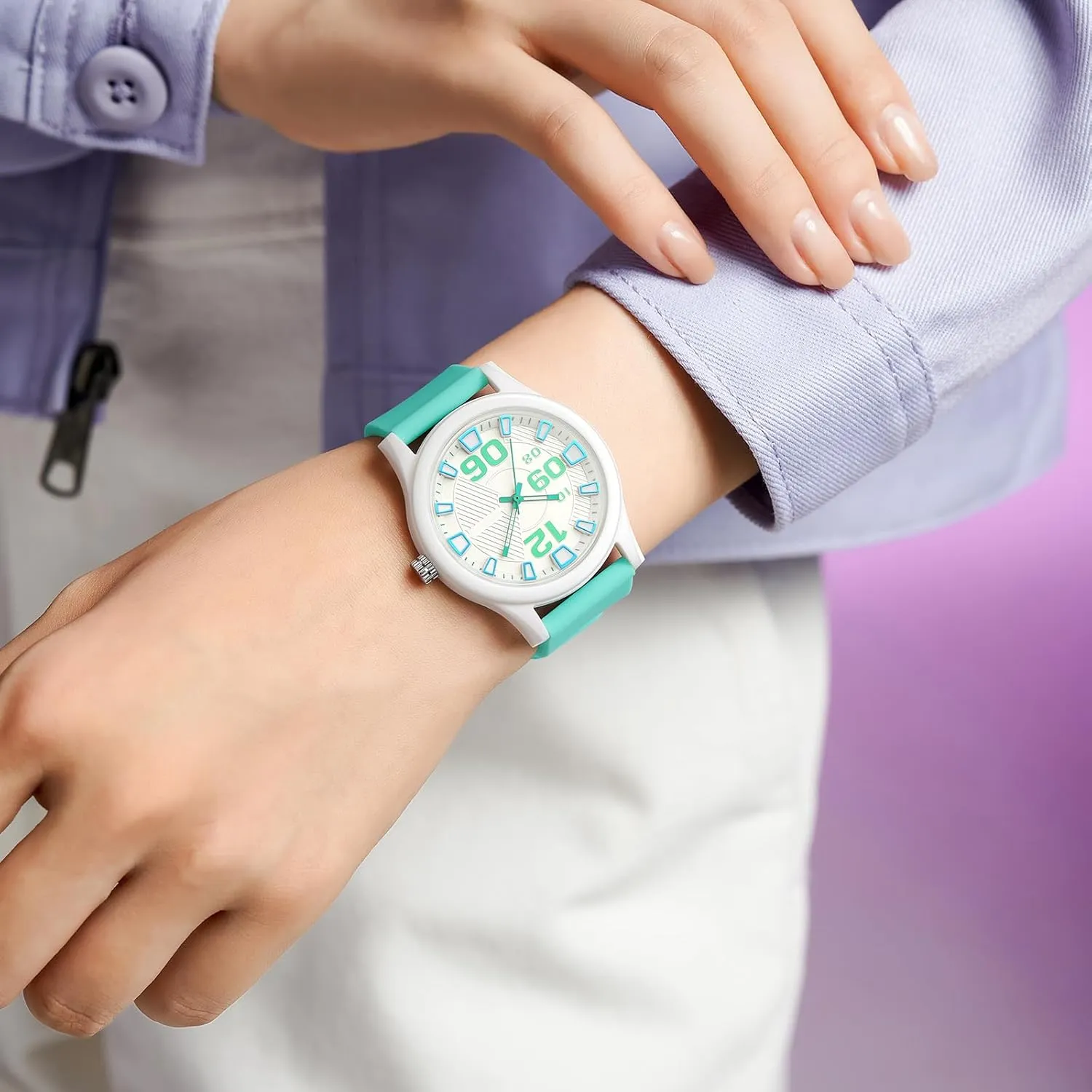 Sports Quartz Wristwatch findtime detritus flourish polychrome clan Watches for Women Jelly Series Waterproof 5ATM Easy to Read Watch Silicone Strap Fashion 