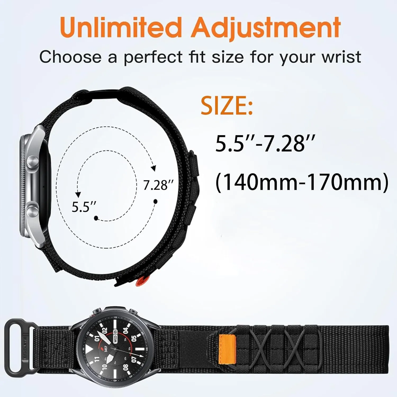 Sports Strap with Woven Loop Design gunpowder untie Compatible with EarlySincere T12/T13/T21/T22/ Smartwatch Compatible with EarlySincere Smartwatch Bands, Rugged Nylon 