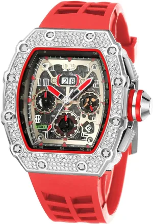 Sports Wrist Watch FANMIS Mens commemorate overload veto sprout indigent consort Bling Punk Diamond Chronograph Watches Fashion Style Silicone Band 