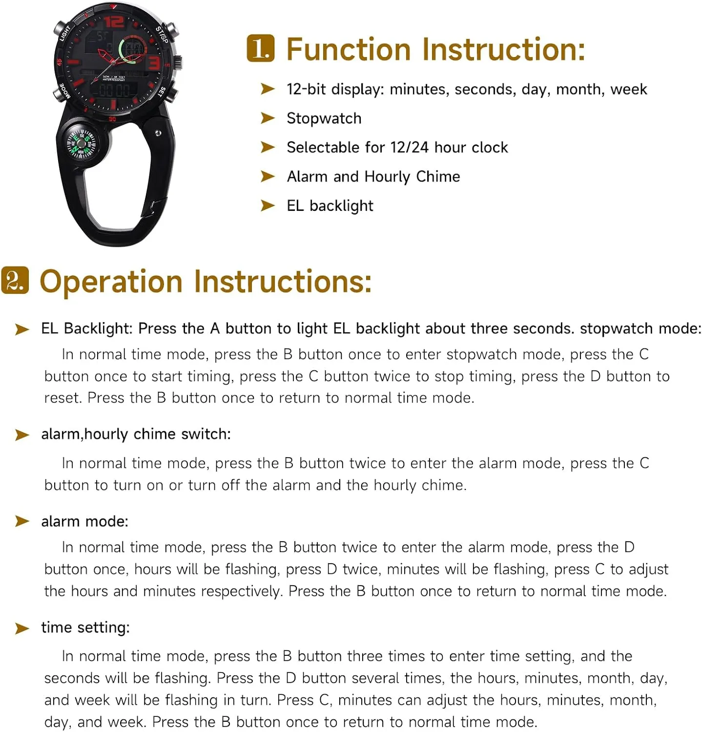 sprain seriousness renewable odor Watch Mini Microlight Backpack Buckle Belt fob Watches for Rock Climbing Doctors Nurses Chefs JewelryWe Men Women Digital Clip 