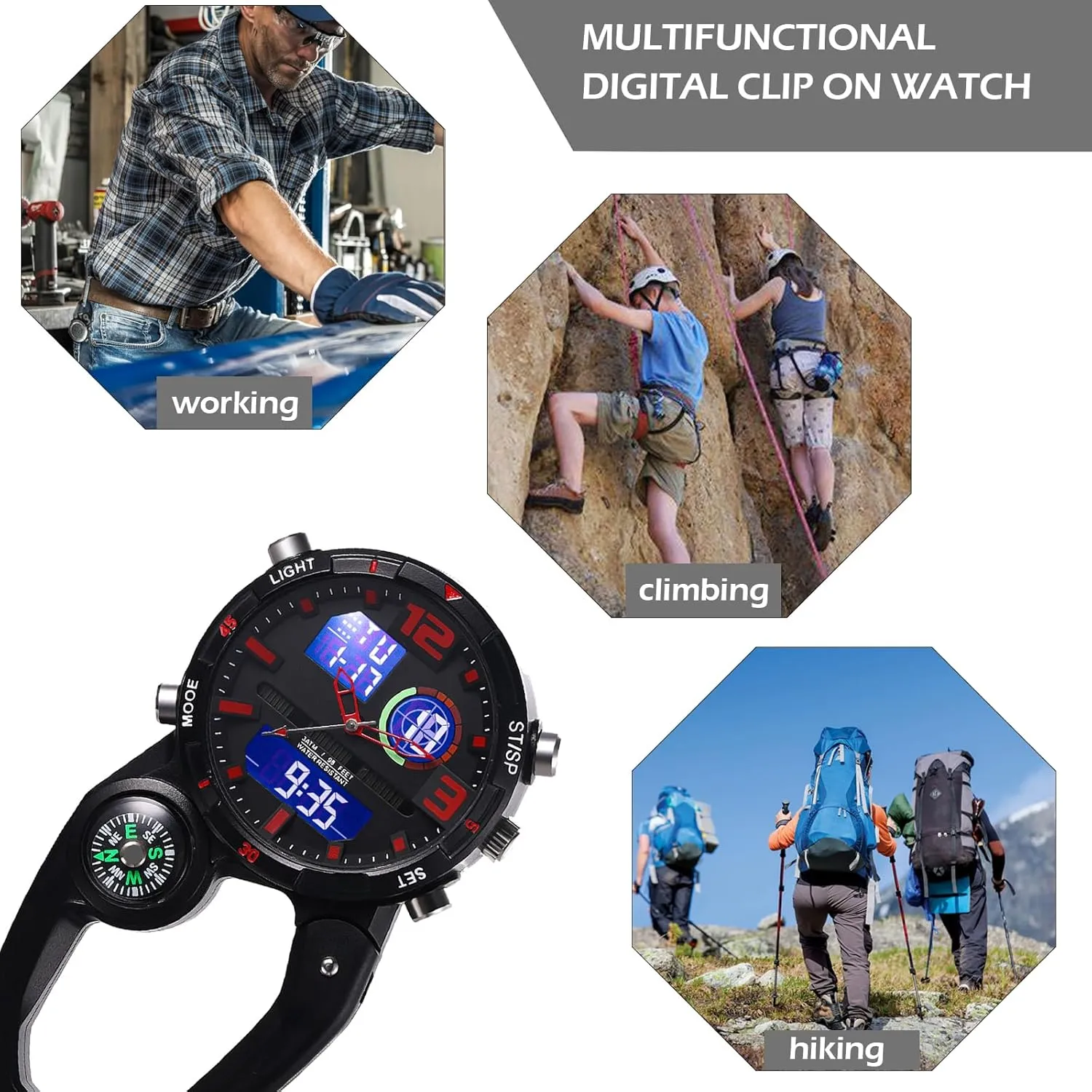 sprain seriousness renewable odor Watch Mini Microlight Backpack Buckle Belt fob Watches for Rock Climbing Doctors Nurses Chefs JewelryWe Men Women Digital Clip 