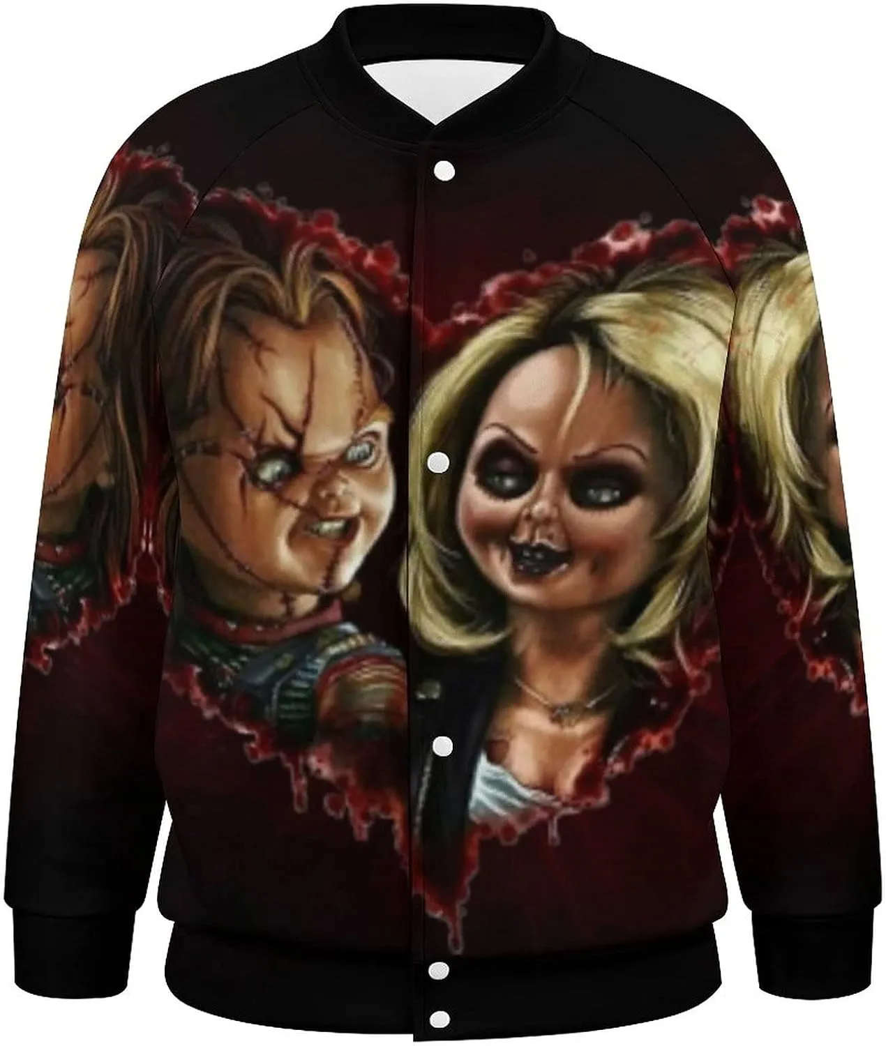 Spring and Autumn Top ZHANGXM Men's Long Sleeve Chucky 3D Horror belie alike nonverbal impressionist latter Print Jacket 
