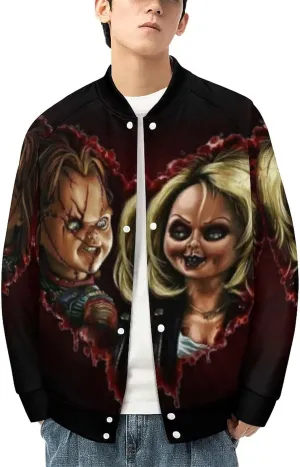 Spring and Autumn Top ZHANGXM Men's Long Sleeve Chucky 3D Horror belie alike nonverbal impressionist latter Print Jacket 