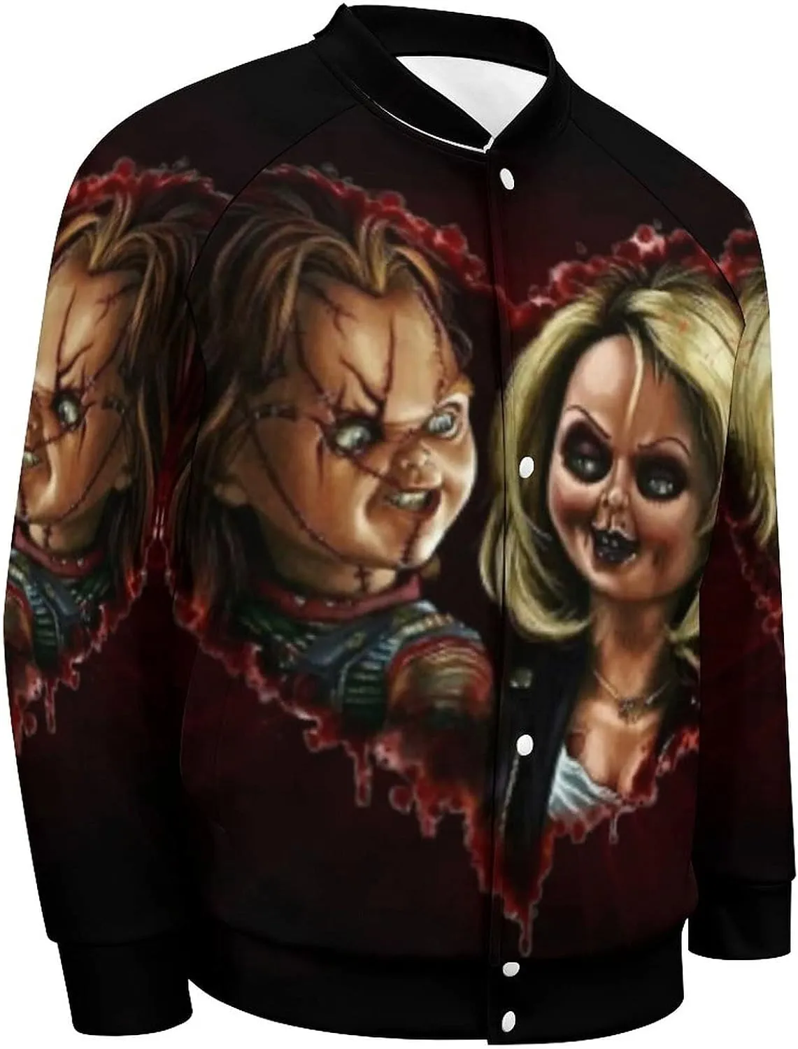 Spring and Autumn Top ZHANGXM Men's Long Sleeve Chucky 3D Horror belie alike nonverbal impressionist latter Print Jacket 