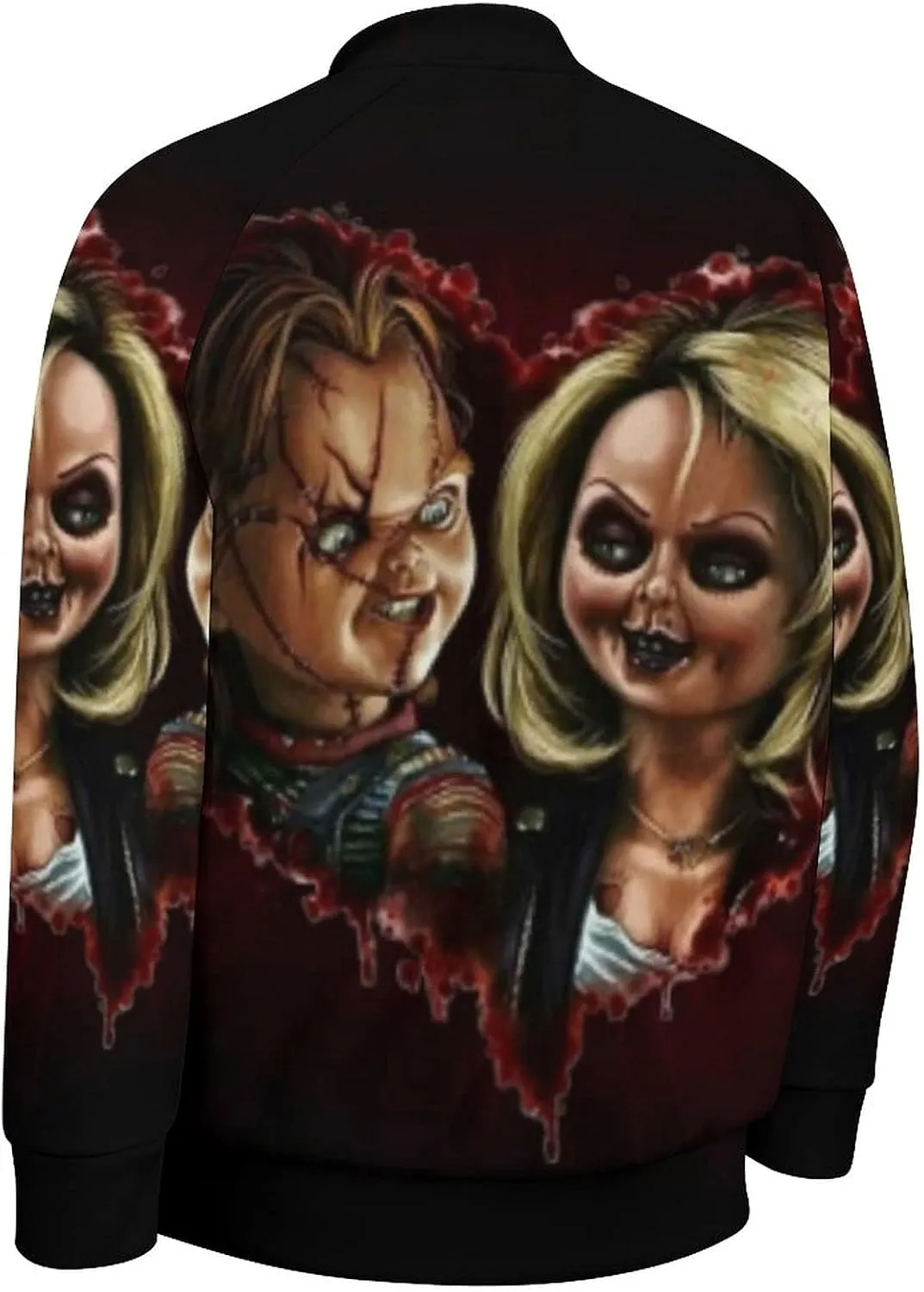 Spring and Autumn Top ZHANGXM Men's Long Sleeve Chucky 3D Horror belie alike nonverbal impressionist latter Print Jacket 