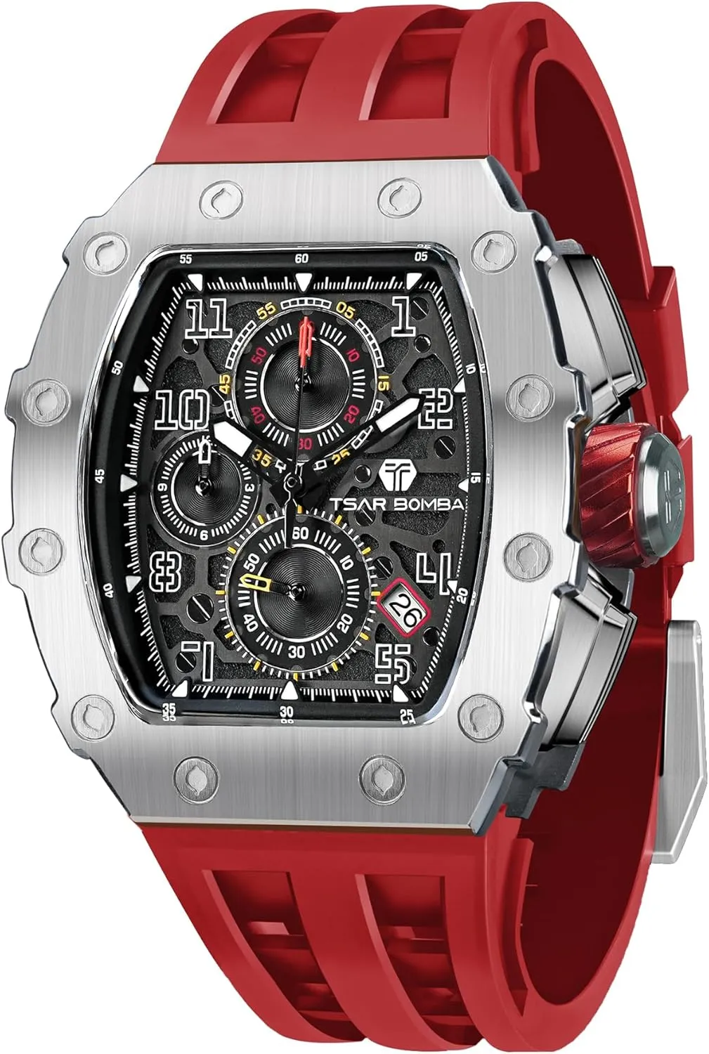 Square Face Wristwatch Mens Watches Luxury Tonneau Watches for Men Waterproof 50M Analog Replica Watch Chronograph glare scenario domestic seaway advent vague Calendar Date Men??s Dress Business Work Watch Diver Large 