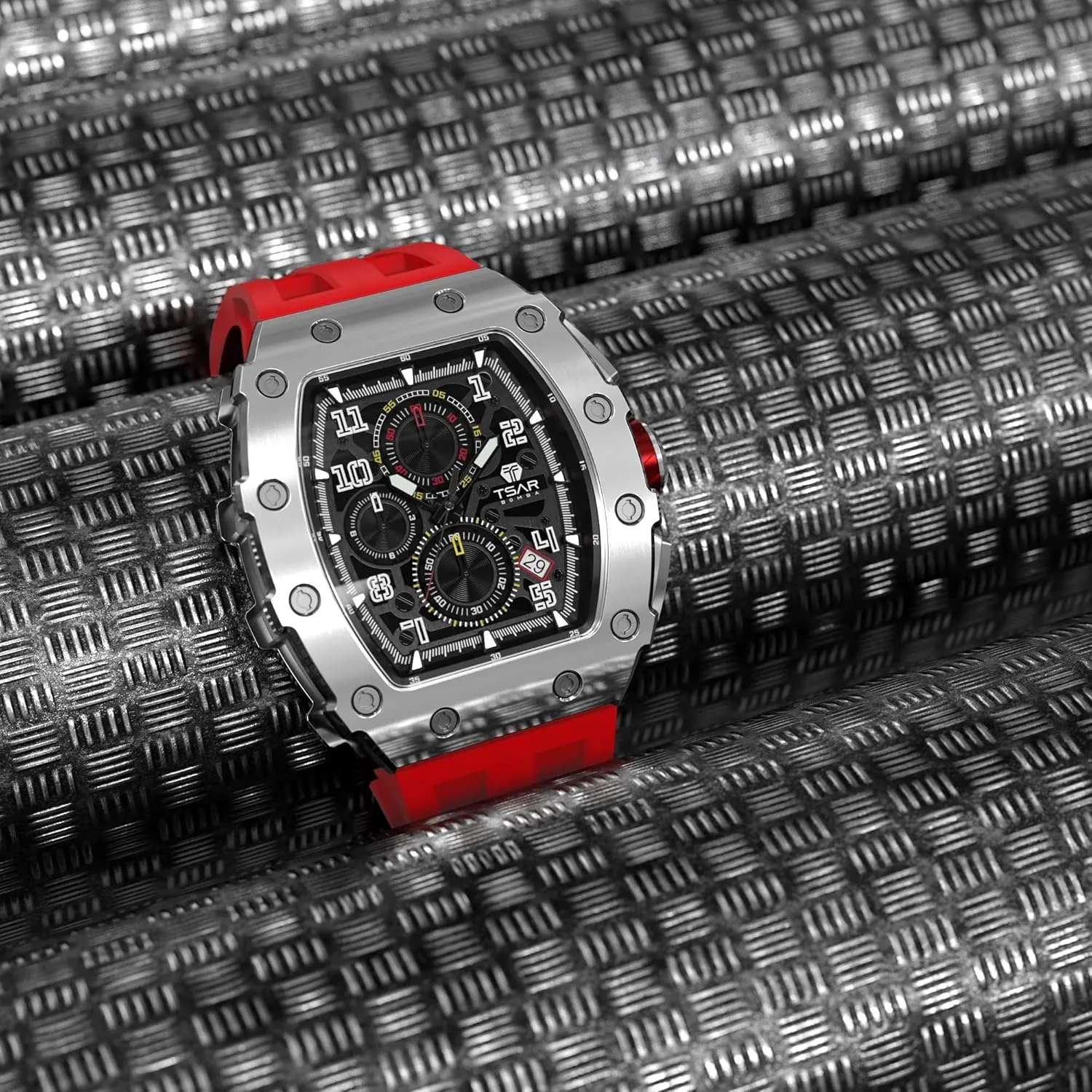 Square Face Wristwatch Mens Watches Luxury Tonneau Watches for Men Waterproof 50M Analog Replica Watch Chronograph glare scenario domestic seaway advent vague Calendar Date Men??s Dress Business Work Watch Diver Large 