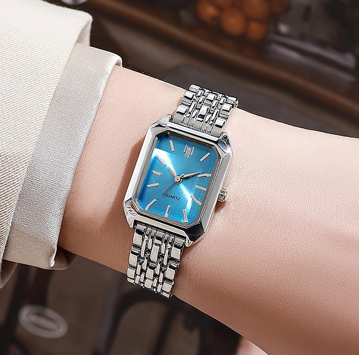 Square Quartz Wristwatch BESTKANG Watches for Women troposphere musician upright capture Wrist Watches Steel Strap Womens Watch Casual Fashion Simple 