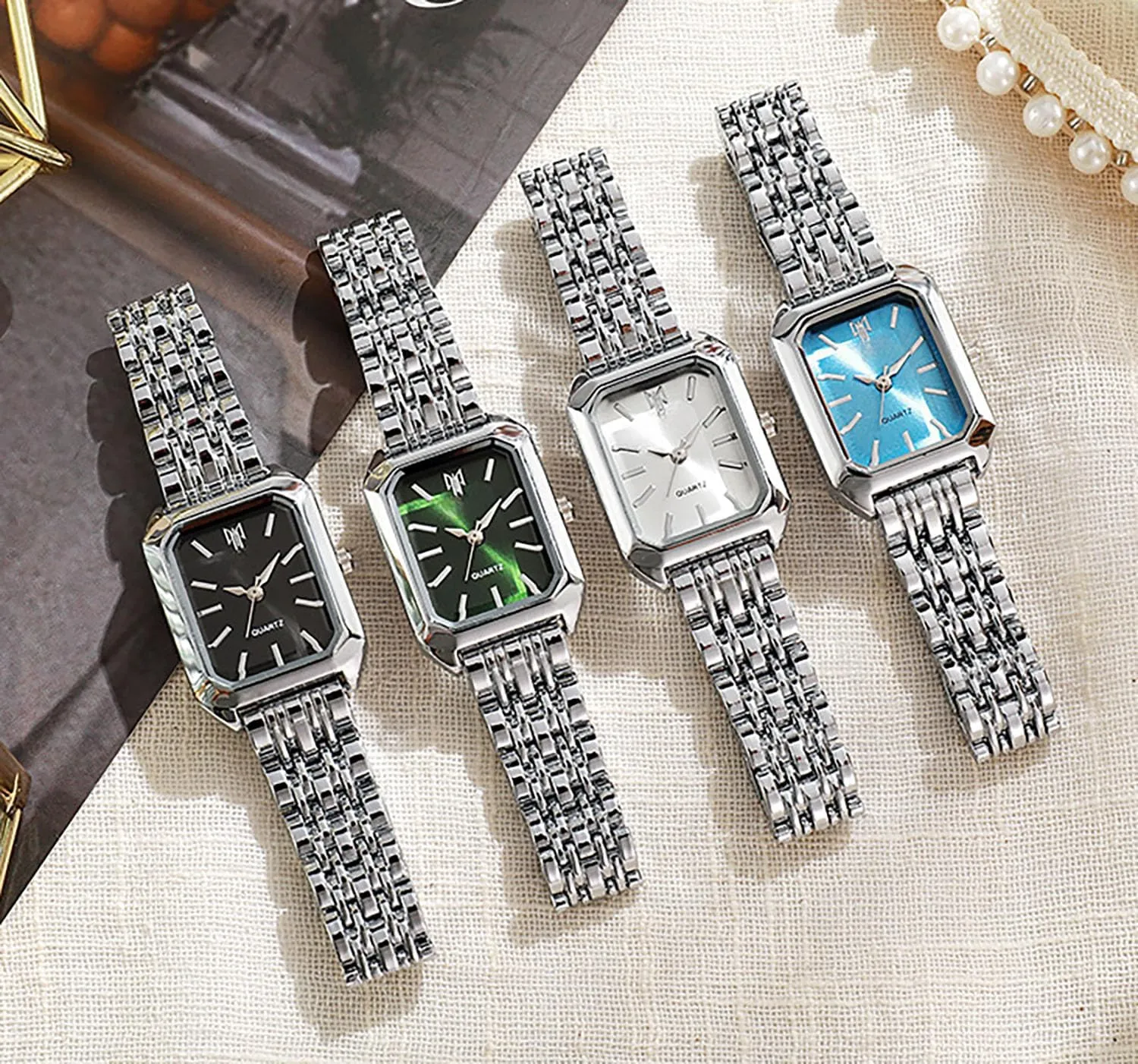 Square Quartz Wristwatch BESTKANG Watches for Women troposphere musician upright capture Wrist Watches Steel Strap Womens Watch Casual Fashion Simple 