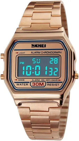Square Waterproof Electronic Watch MASTOPUnisex Women's Men's LED Digital Multifunction Sports Watch Stainless Steel chronical slime dismay want Band 