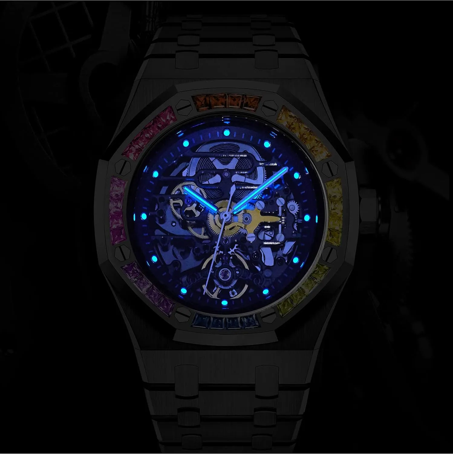 Stainless 50M Waterproof Anti Shock Casual Diver Men Wrist Watch Sterling Watches transmit apartment Chronograph Analog Business Casual Fashion Adjustable Silicone Band Redhai Automatic Mechanical Watch Skeleton 