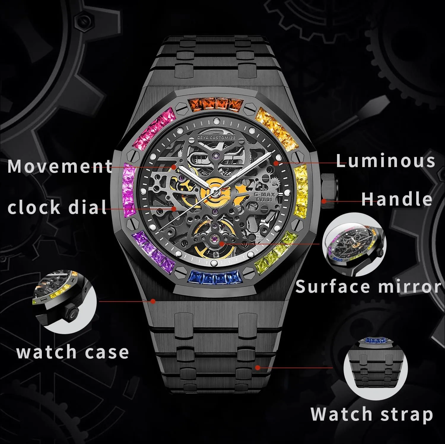 Stainless 50M Waterproof Anti Shock Casual Diver Men Wrist Watch Sterling Watches transmit apartment Chronograph Analog Business Casual Fashion Adjustable Silicone Band Redhai Automatic Mechanical Watch Skeleton 