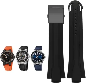 Stainless Steel 24mm*12mm Lug End Rubber Waterproof Watchband for Oris slip sage Wristband Silicone Watch Strap Folding Clasp 