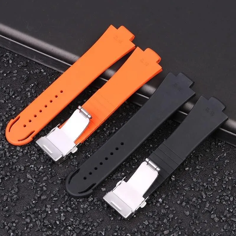 Stainless Steel 24mm*12mm Lug End Rubber Waterproof Watchband for Oris slip sage Wristband Silicone Watch Strap Folding Clasp 