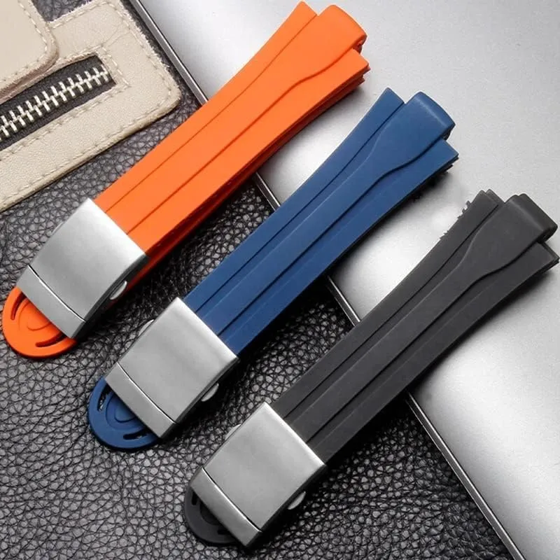 Stainless Steel 24mm*12mm Lug End Rubber Waterproof Watchband for Oris slip sage Wristband Silicone Watch Strap Folding Clasp 