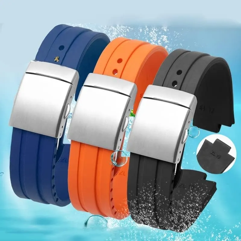 Stainless Steel 24mm*12mm Lug End Rubber Waterproof Watchband for Oris slip sage Wristband Silicone Watch Strap Folding Clasp 