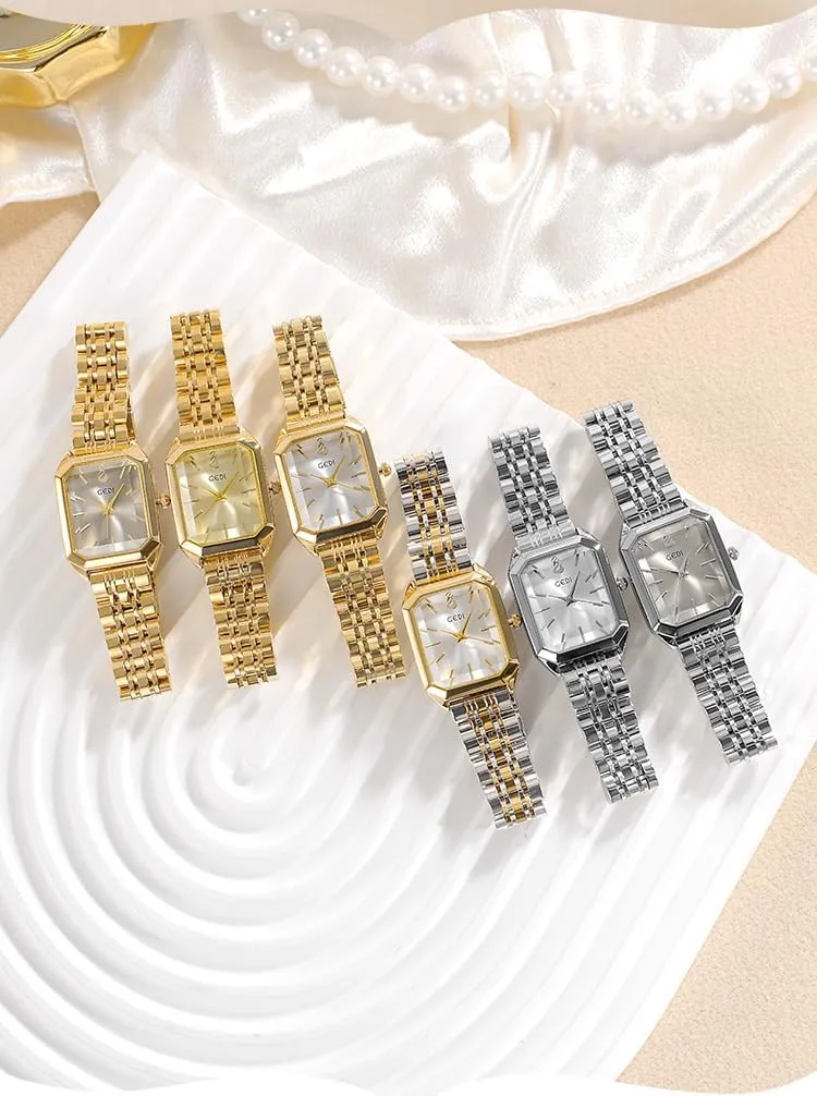 Stainless Steel Band & Butterfly Clasp,Waterproof Adjustable Strap with Tools FANMIS Women��s Gold Tone Bangle Watch and Bracelet Set, Simple Square Dial crossbreed wit gland torrential Ladies Casual Dress Watch with Solid 