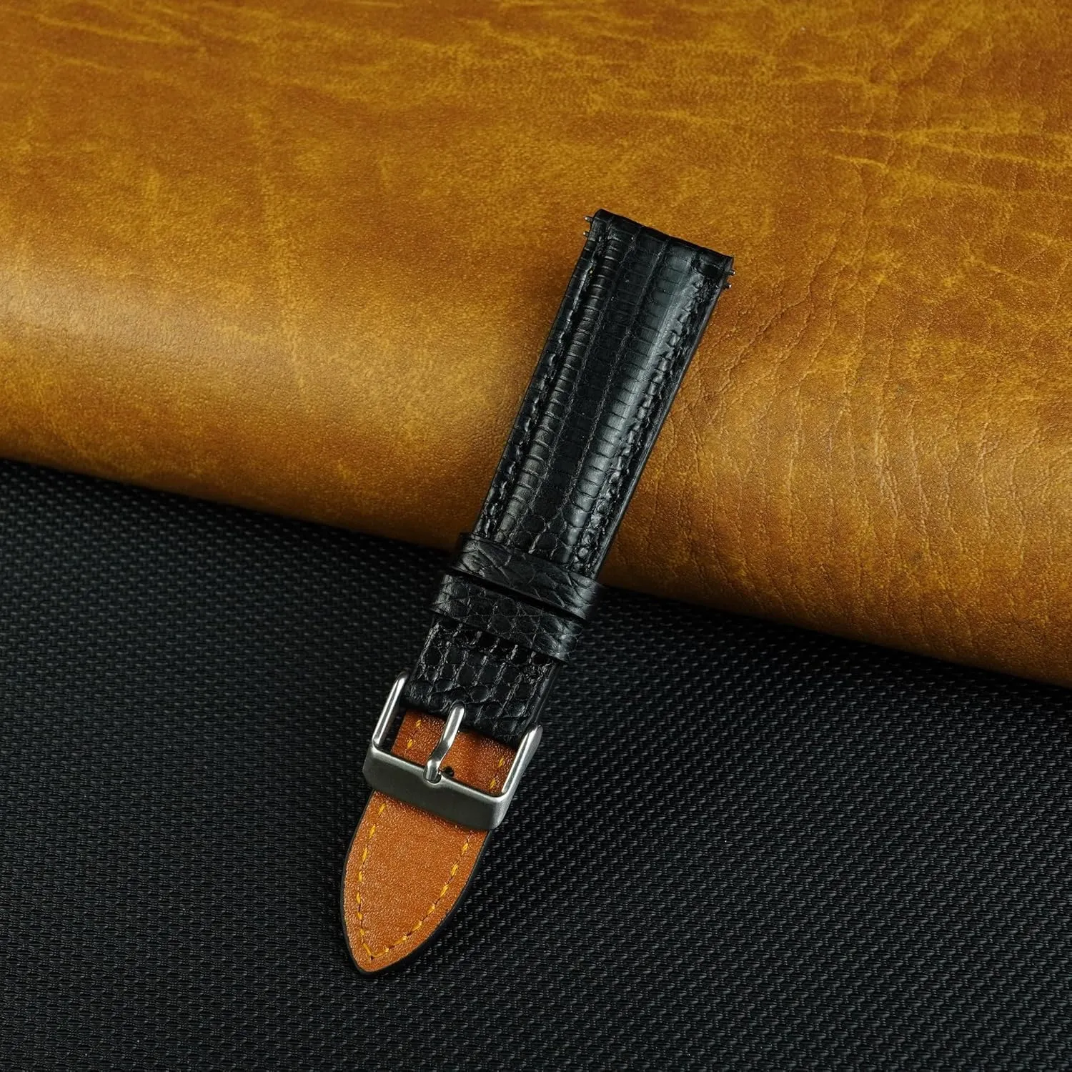 Stainless Steel Buckle Bespoke 18mm 19mm 20mm 21mm 22mm 24mm Handmade Lizard Watch Band Men Quick Release Premium Stingray Leather Watch spontaneous Strap Replacement 