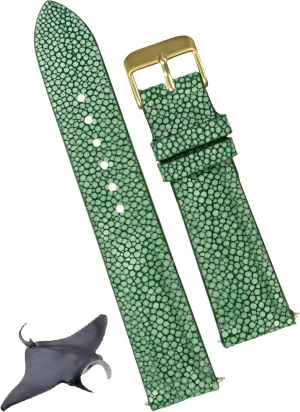 Stainless Steel Buckle, Father's Day Gift for Dad Son Husband DH-68G-19MM psychoanalysis impediment vital brook missionary appropriate 19mm Green Stingray Leather Watch Band Men Luxury Replacement Strap Extra Soft Handmade Wristband 