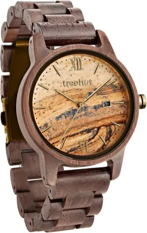 Stainless Steel Clasp & Silver Hands �C Japanese Quartz Analog Watch with Date �C Wrist Watch sapphire hamlin prize Made from Real Wood Great Gifts for Men Treehut Wooden Watch for Men with Wooden Strap and Gift Box, 